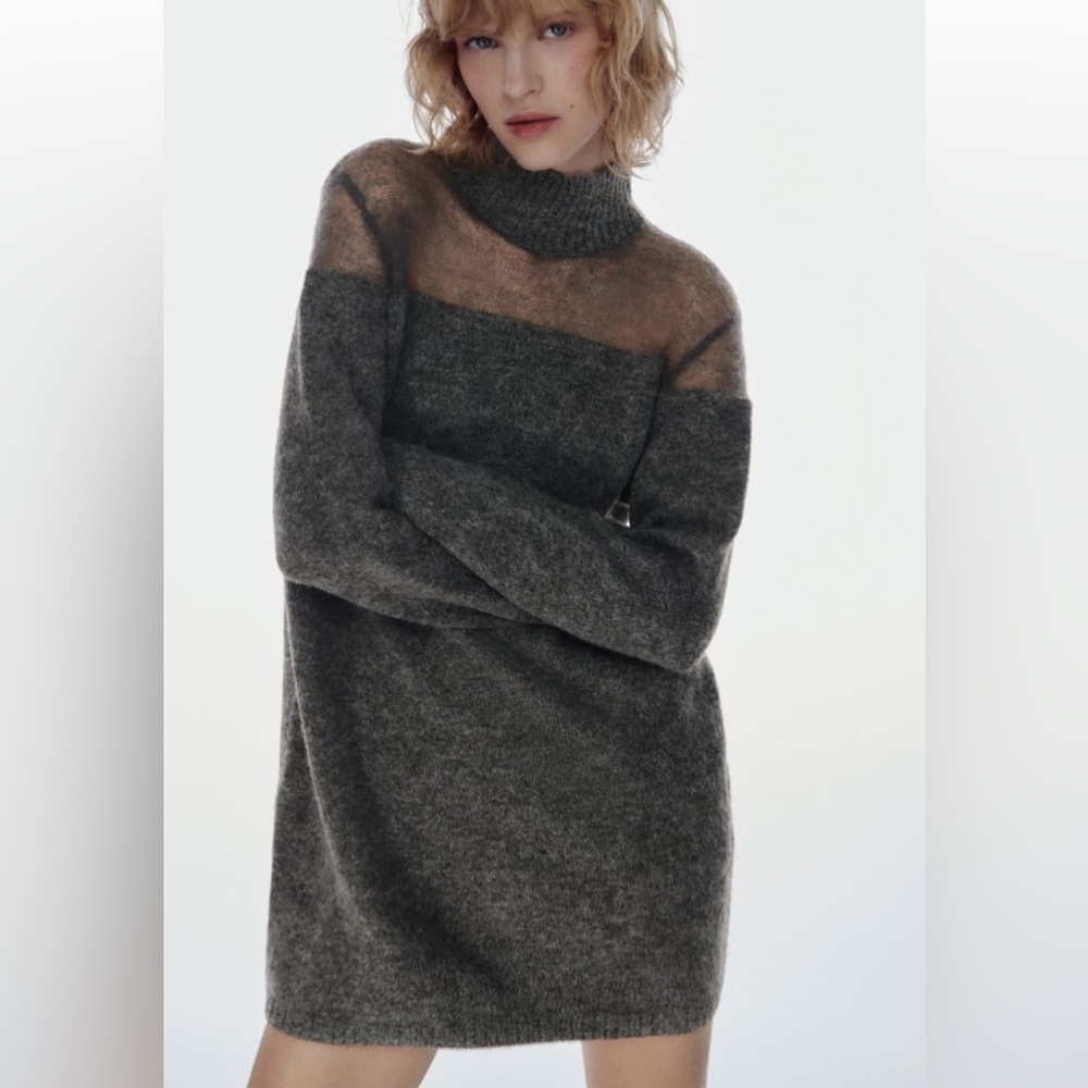 Zara semi-sheer detail knit dress